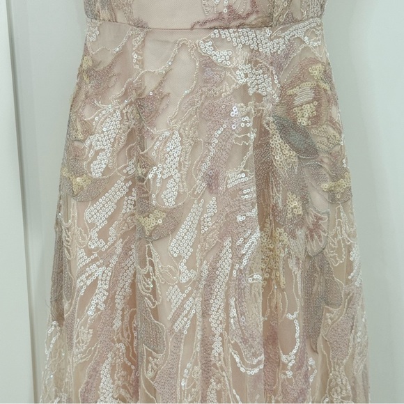 Dress The Population Anabel Sequin Sweetheart Gown Pink Floral XS Prom Bridal - Picture 5 of 12